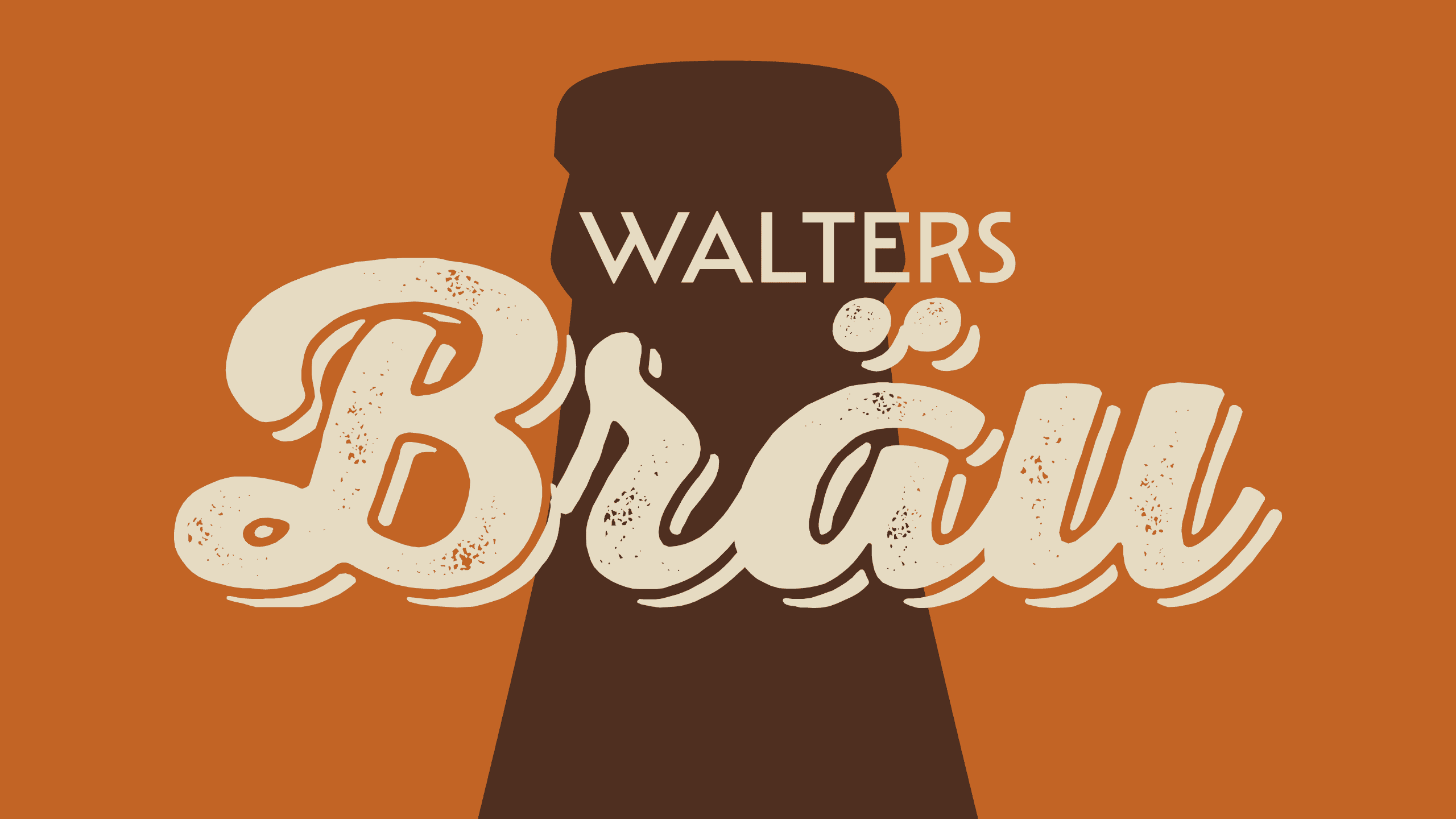 Logo von "Walters Bräu" mit stilisierten Schriftzug vor einem orangefarbenen Hintergrund.